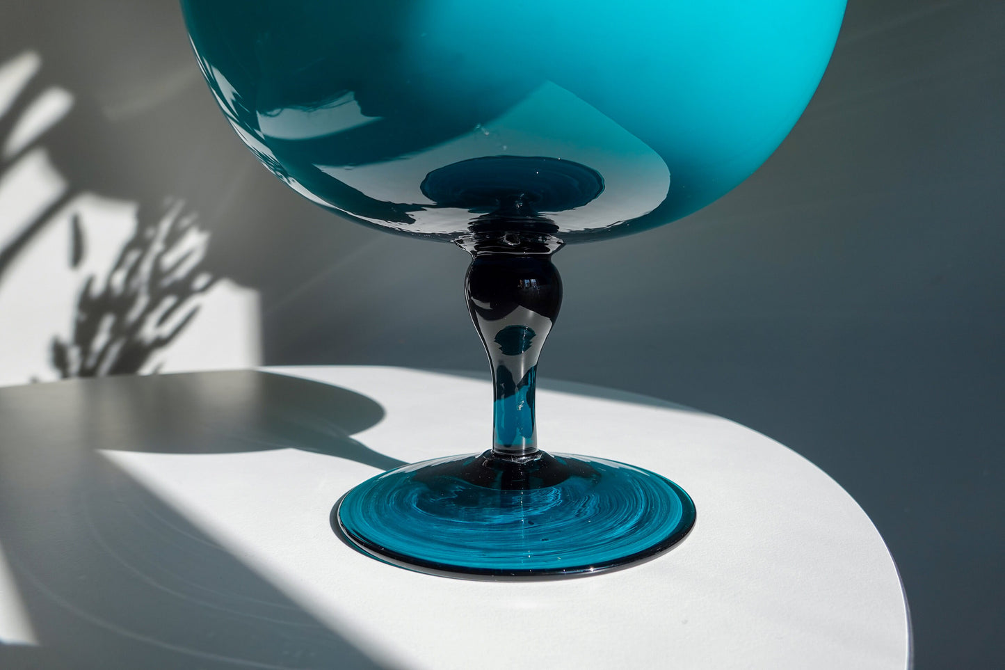 60's Vintage Italian Empoli Vase - Teal Opaline Glass - Footed Vase - Peacock Teal Vintage Vase