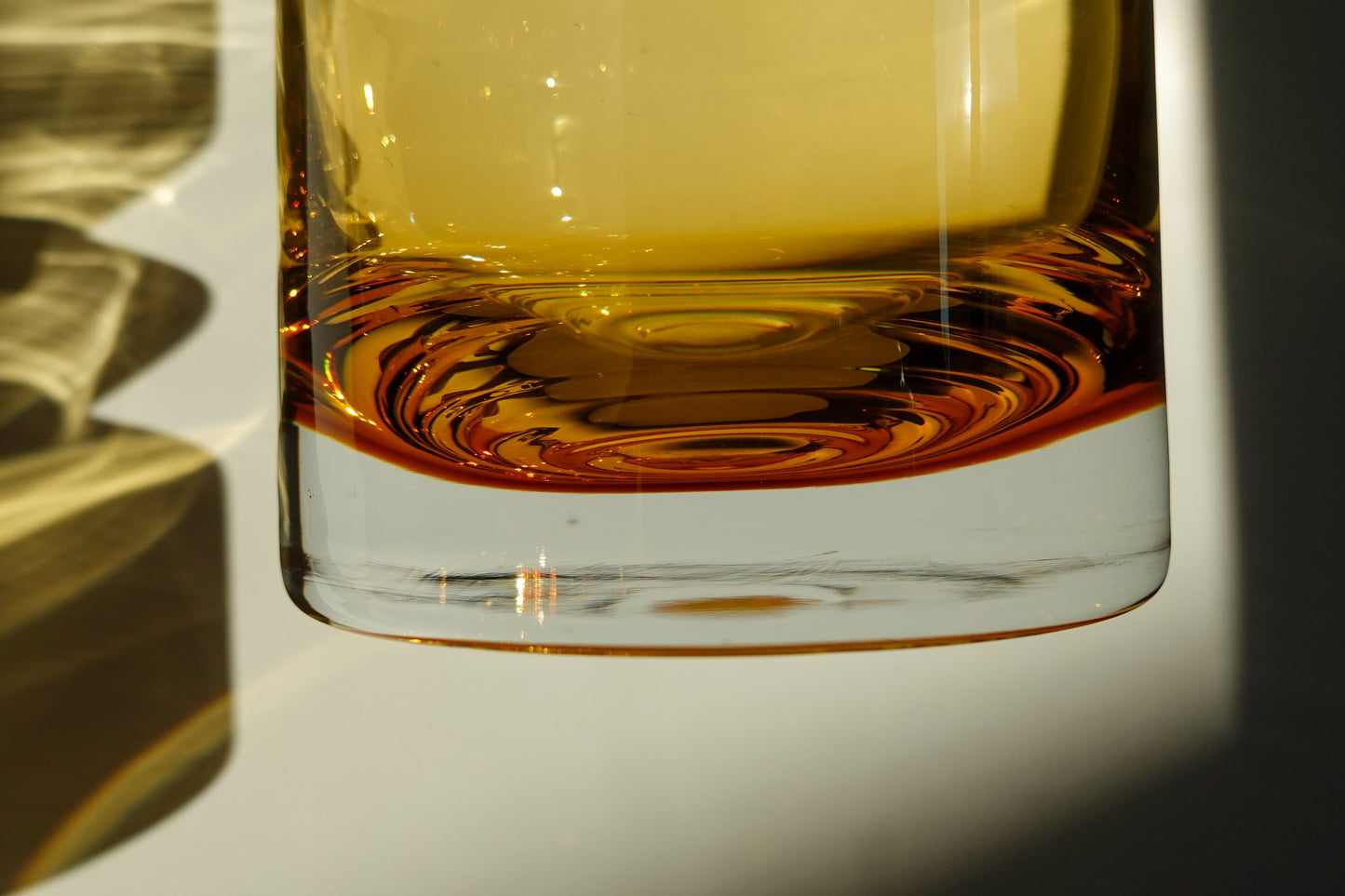70's Riihimaen Lasi Oy Finland Vase - Hooped Glass Vase - Tall Amber Glass Vase