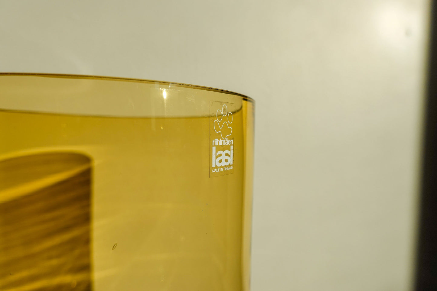 70's Riihimaen Lasi Oy Finland Vase - Hooped Glass Vase - Tall Amber Glass Vase