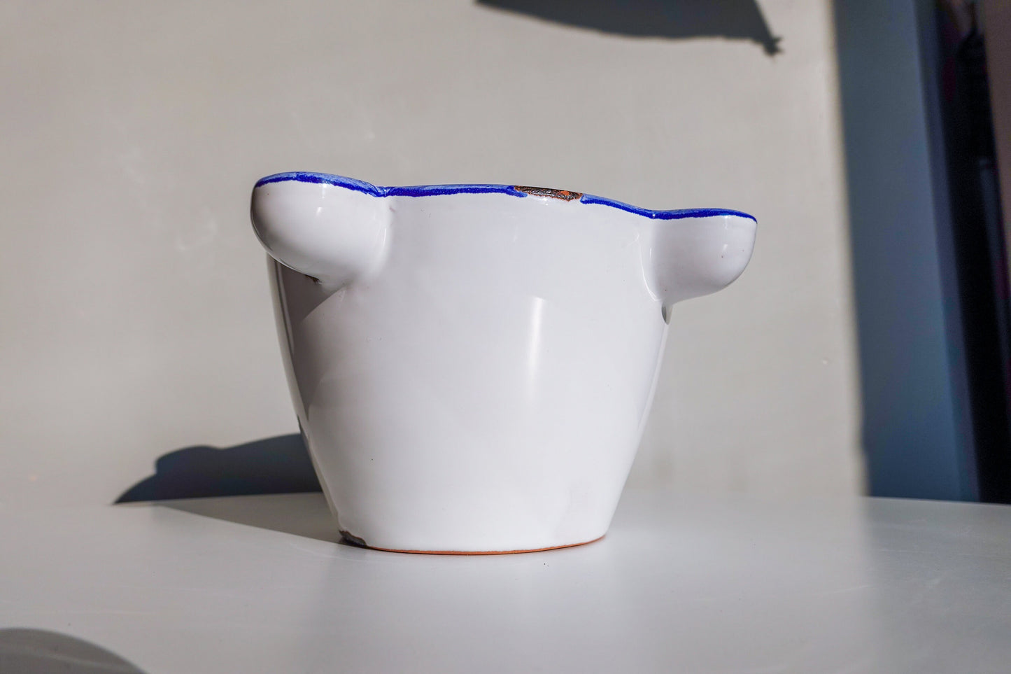 Vintage Handmade Italian Vessel - Unique Shape Bowl - Vintage Mortar - Double Walled Low Vessel - Succulent Planter Pencil Holder