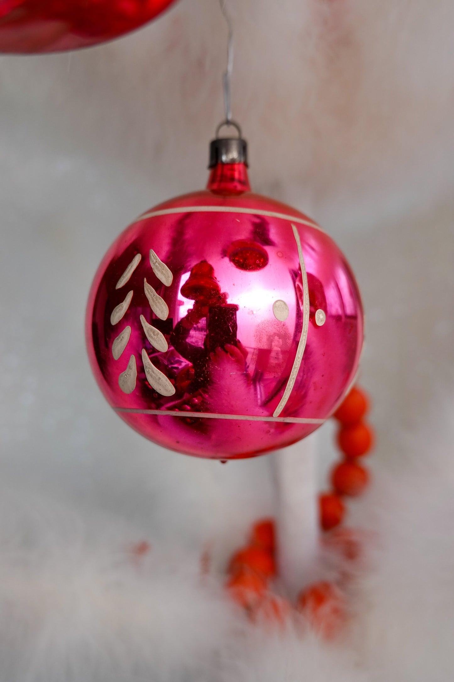 40's Christmas Ornaments - Set of 12 Assorted Pink Vintage Shiny Brite Xmas Ornaments - Hand Painted Glass, Triple Indent, Bell, Stripe