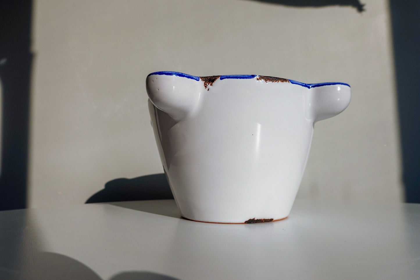 Vintage Handmade Italian Vessel - Unique Shape Bowl - Vintage Mortar - Double Walled Low Vessel - Succulent Planter Pencil Holder