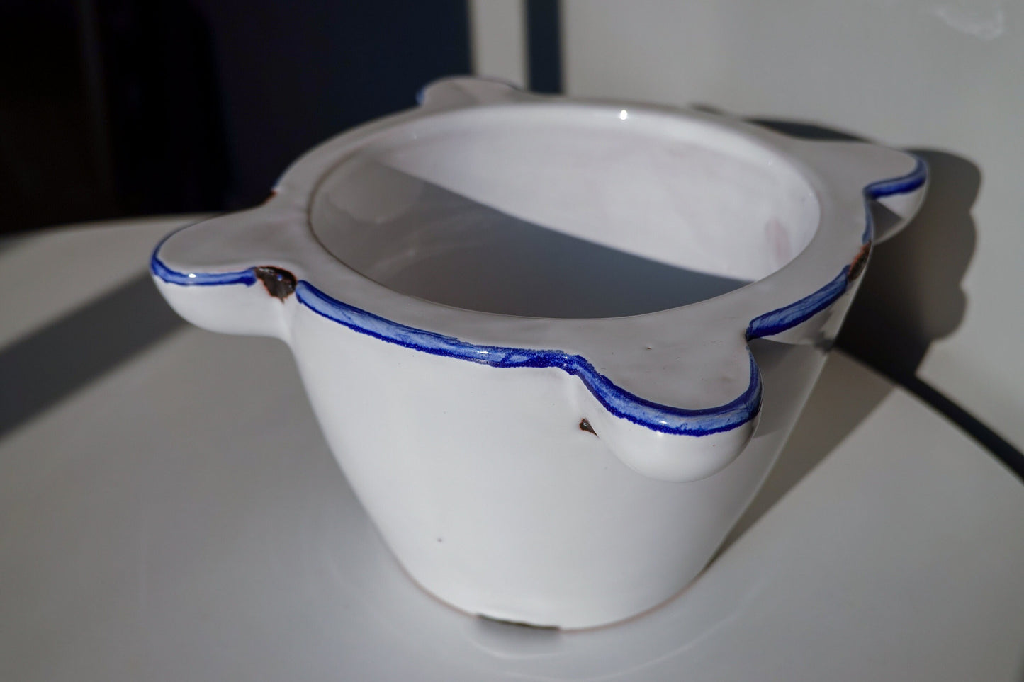 Vintage Handmade Italian Vessel - Unique Shape Bowl - Vintage Mortar - Double Walled Low Vessel - Succulent Planter Pencil Holder