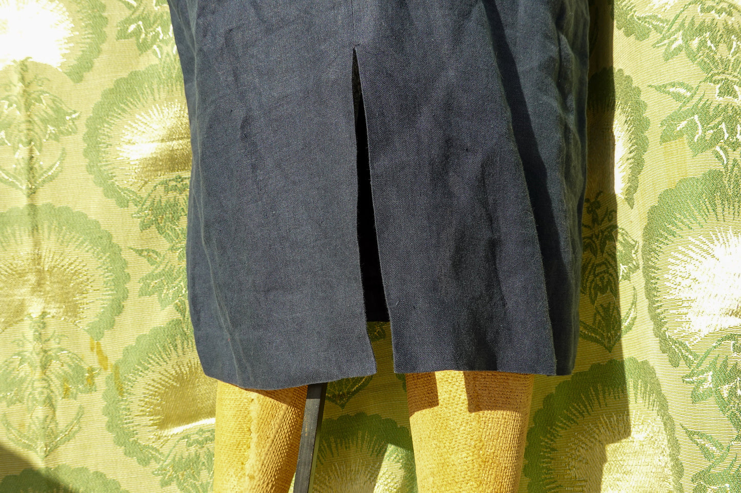 70's Italian Linen Dress - Cap Sleeve Button Up Dress - Medium/Large