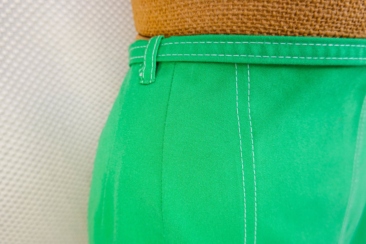 70's Green Wrap Skirt - Extremely Flattering and Adjustable "Trickskirt" - Koret / Koratron Cotton Fabric - 28" to 41.5" Waist