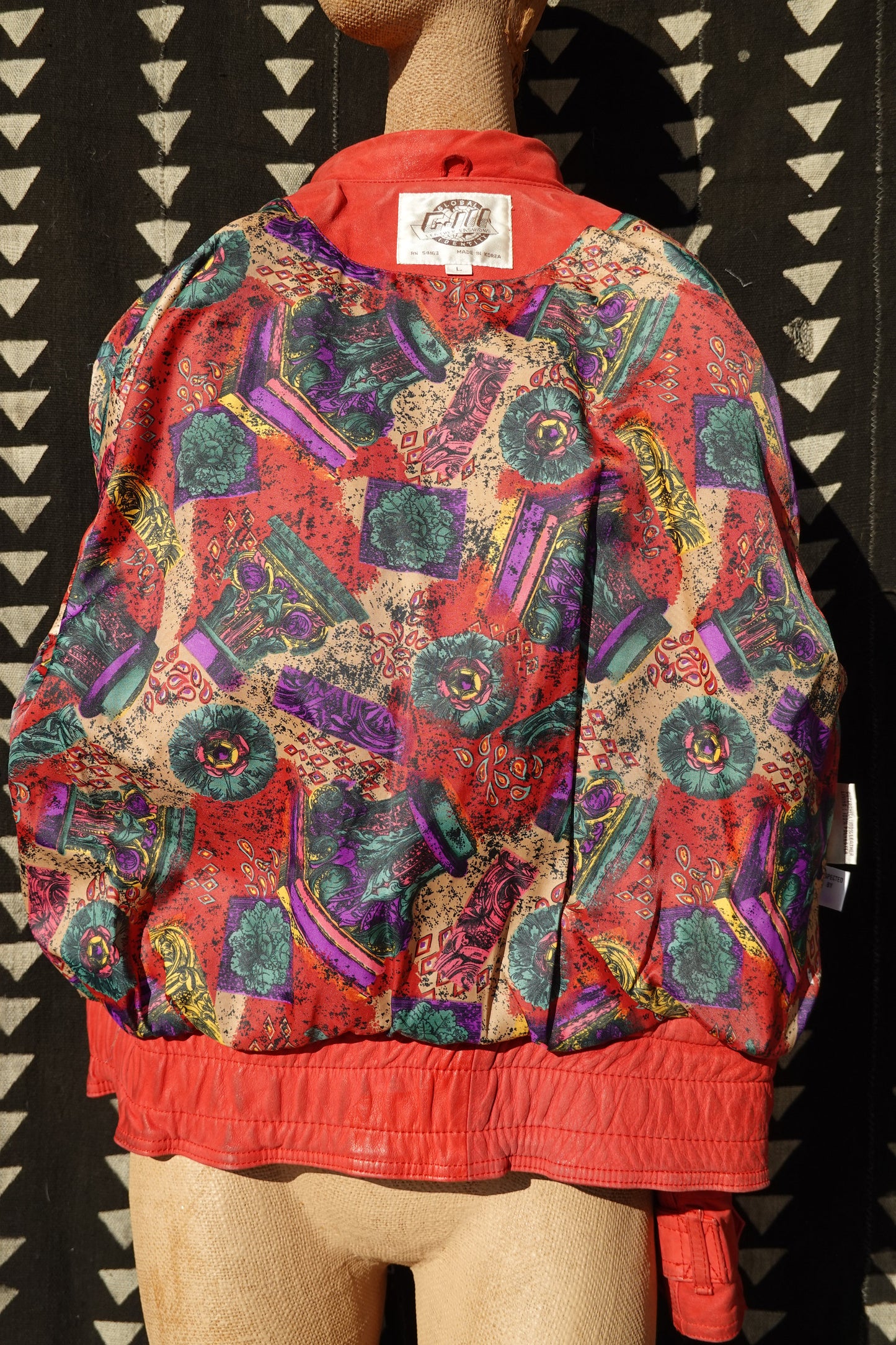 80's Leather Jacket - Dolman Sleeve Biker Jacket - Vintage Red Moto Jacket - G-III Global Identity Leather - Size Large