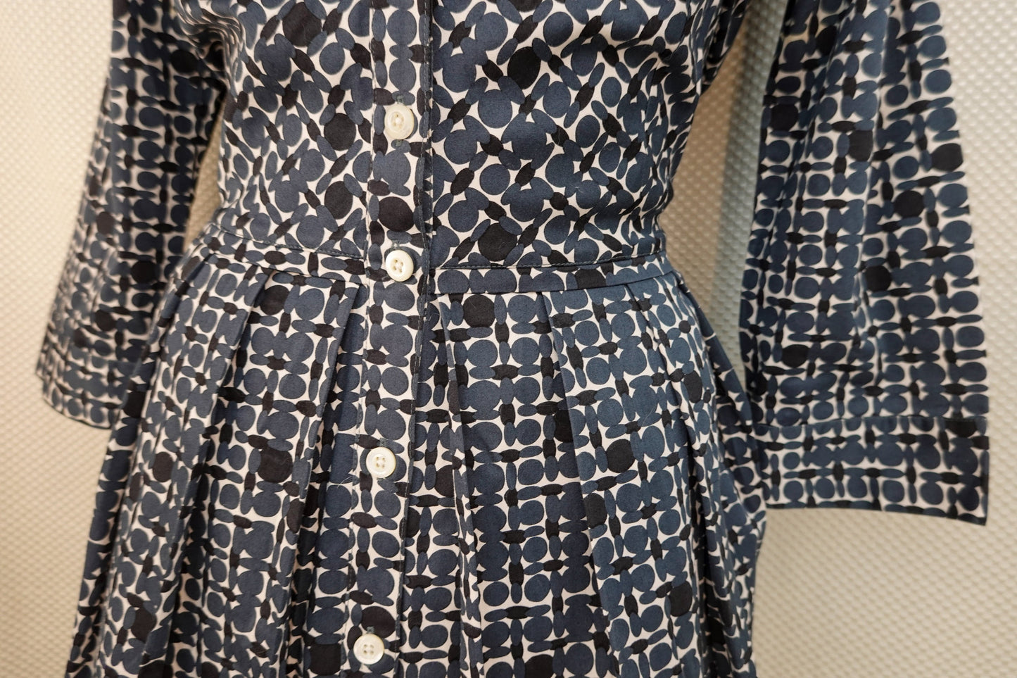 Vintage Cotton Day Dress - Hand Printed Cotton Dress - 50's Inspired Spring Summer Dress - Samantha Sung - Medium/Large - 30" Waist