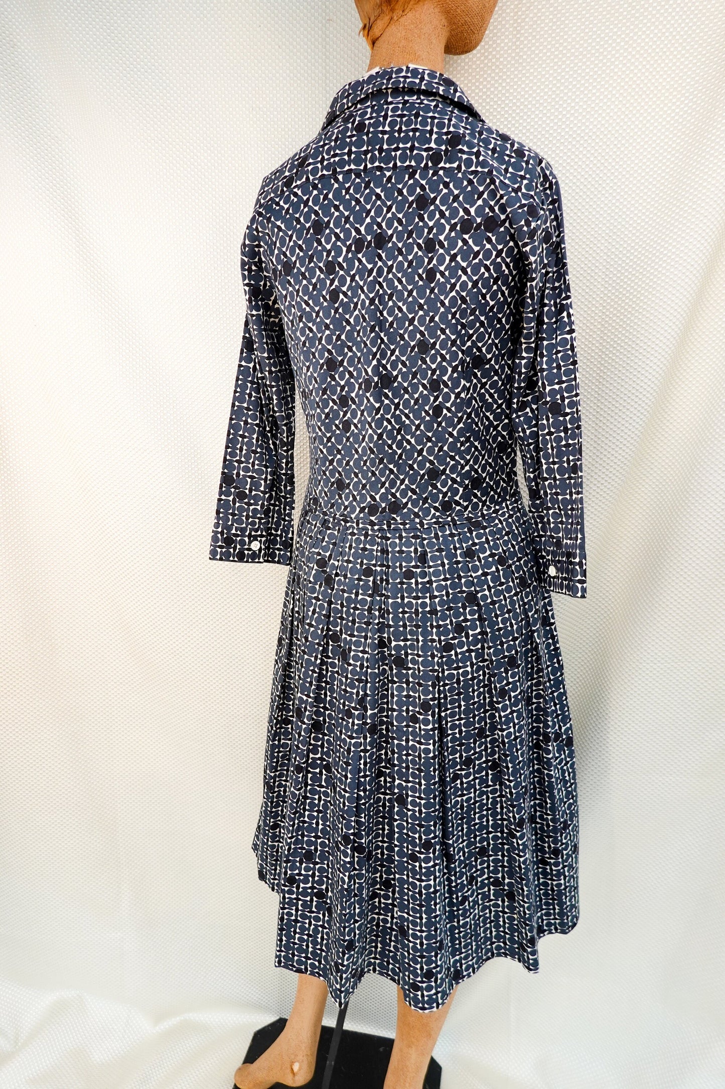 Vintage Cotton Day Dress - Hand Printed Cotton Dress - 50's Inspired Spring Summer Dress - Samantha Sung - Medium/Large - 30" Waist