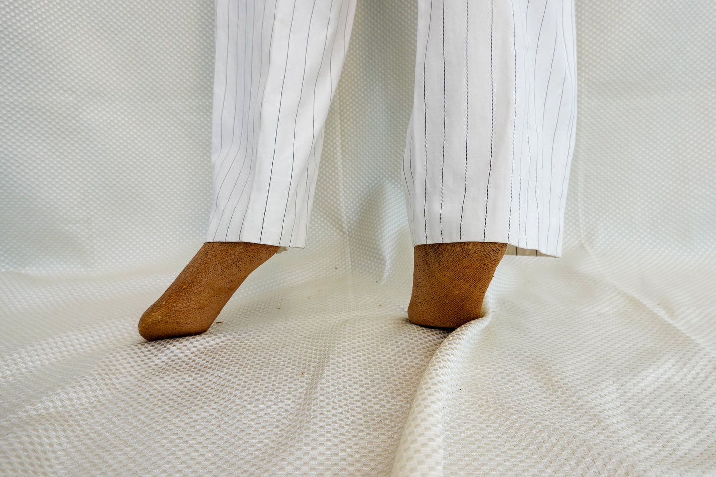 80's Yves Saint Laurent Rive Gauche White Pinstripe Pants - Lightweight Straight Leg Pants - Vintage YSL - 27" Waist