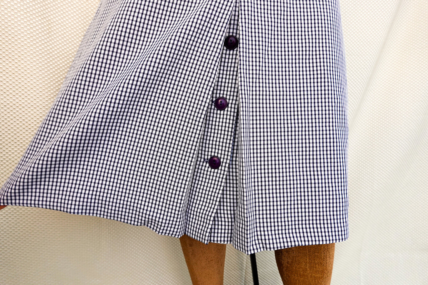 70's NOS A-Line Plaid Checkered Skirt with Front Slit - Old Store Stock NOS - by Jerry Leigh of California - 31" Waist