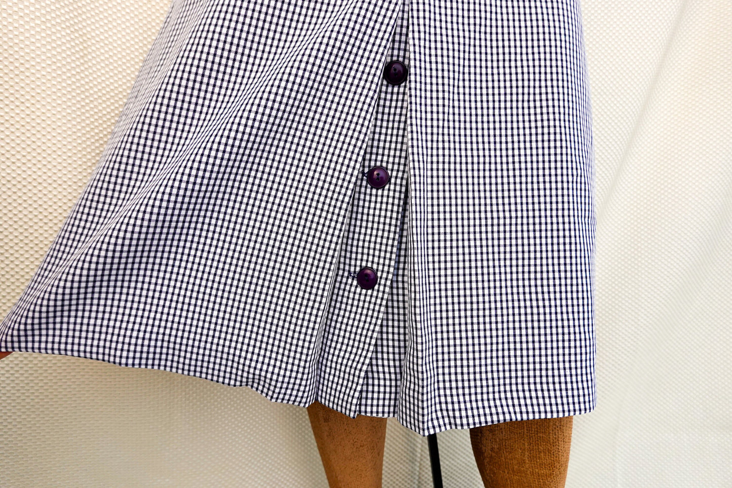70's NOS A-Line Plaid Checkered Skirt with Front Slit - Old Store Stock NOS - by Jerry Leigh of California - 31" Waist