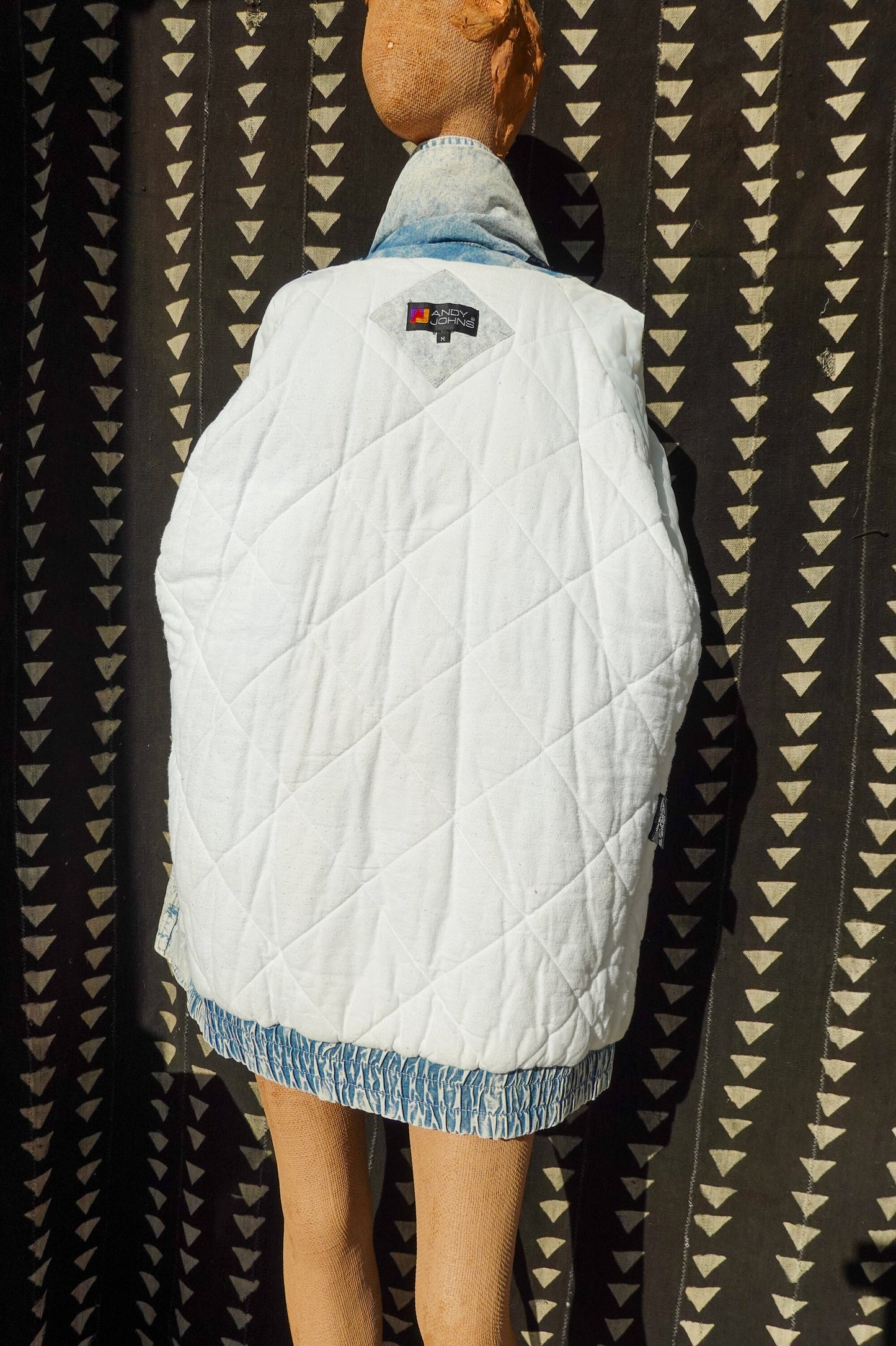 80's Acid Wash Denim Puffer Coat - by Andy Johns - Vintage Gender-Neutral Denim Jacket - Large / XL / XXL