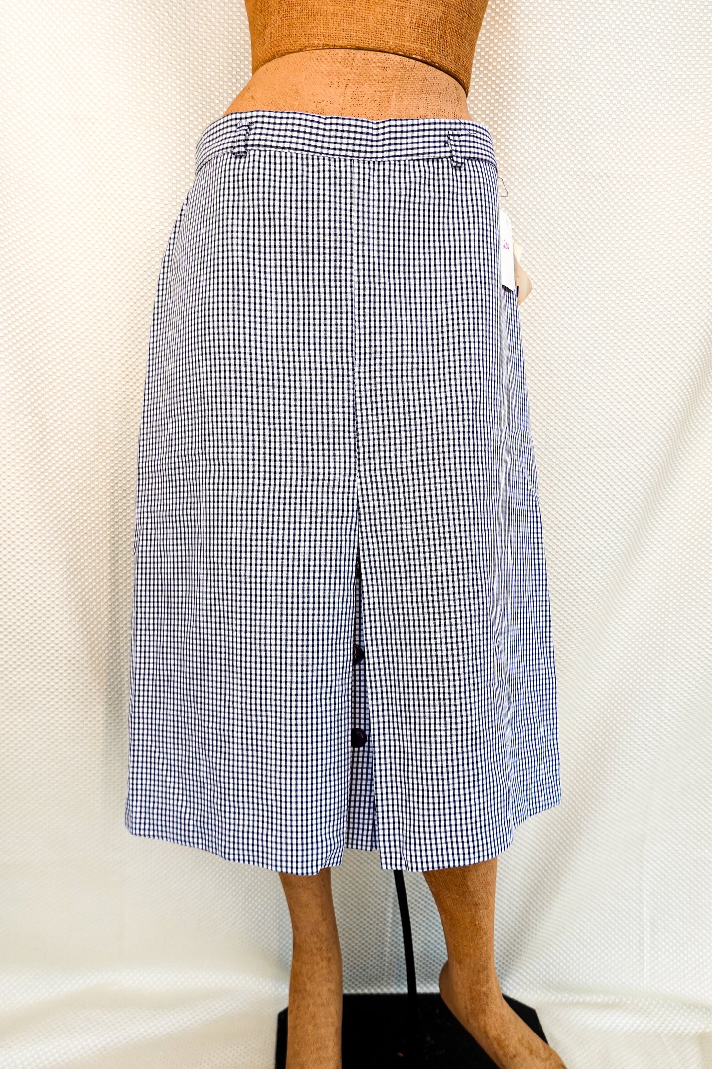 70's NOS A-Line Plaid Checkered Skirt with Front Slit - Old Store Stock NOS - by Jerry Leigh of California - 31" Waist