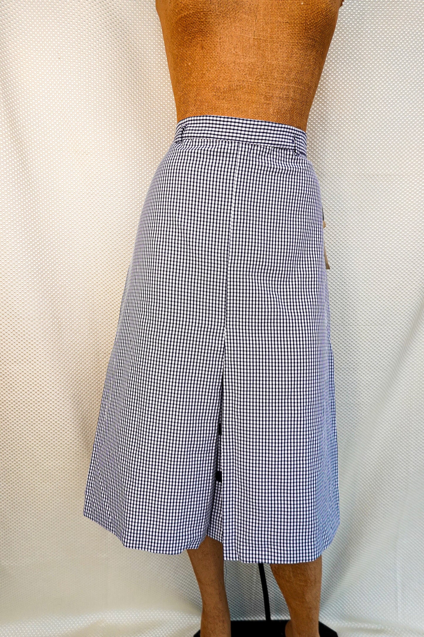 70's NOS A-Line Plaid Checkered Skirt with Front Slit - Old Store Stock NOS - by Jerry Leigh of California - 31" Waist
