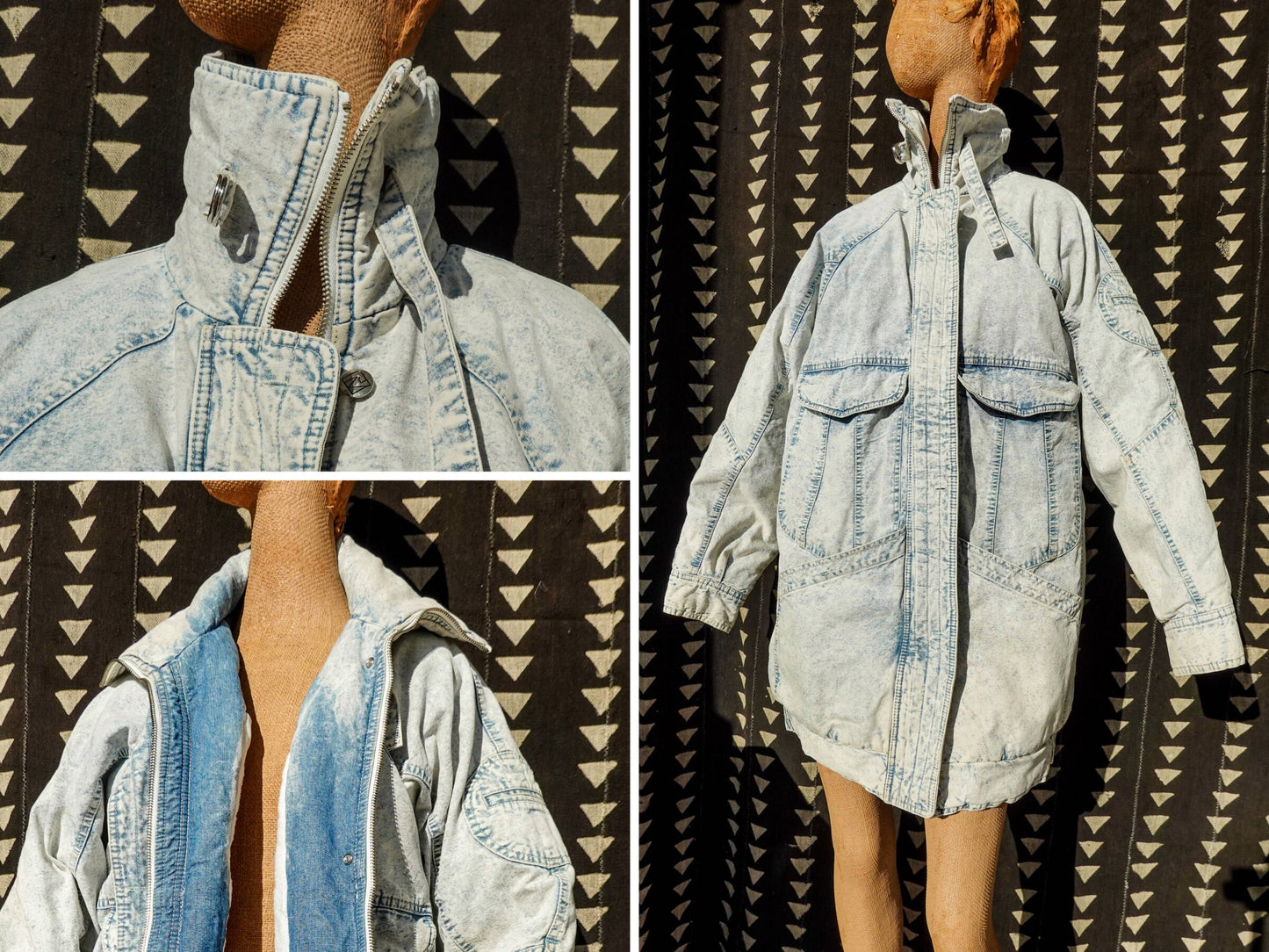 80's Acid Wash Denim Puffer Coat - by Andy Johns - Vintage Gender-Neutral Denim Jacket - Large / XL / XXL