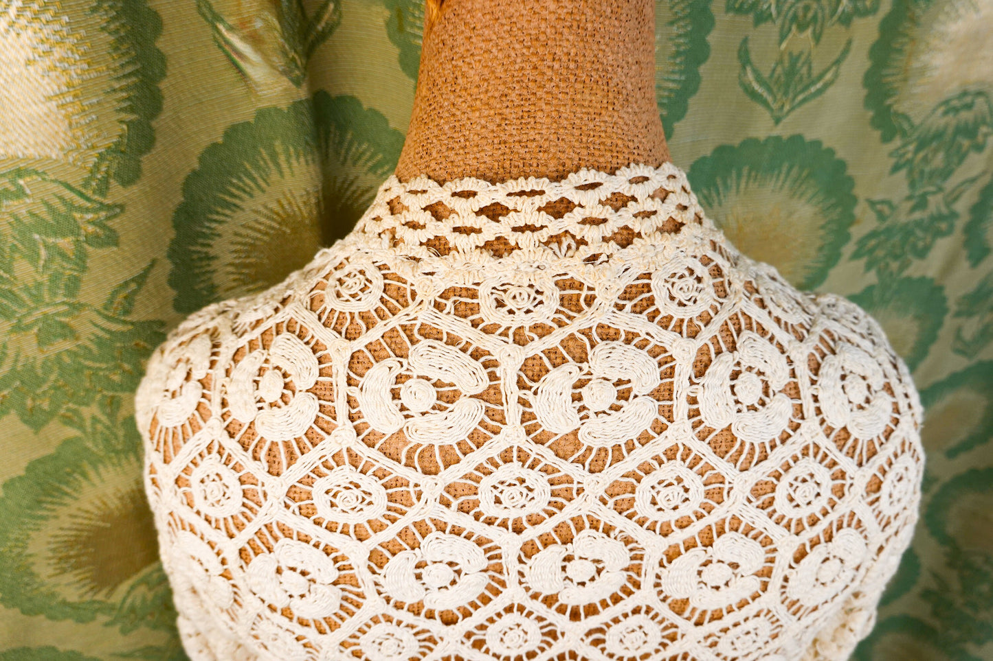 70's Crochet Open Knit Cardigan - Vintage Cotton Crochet Open Sweater- Spring Summer Sweater - Small / Medium / Large