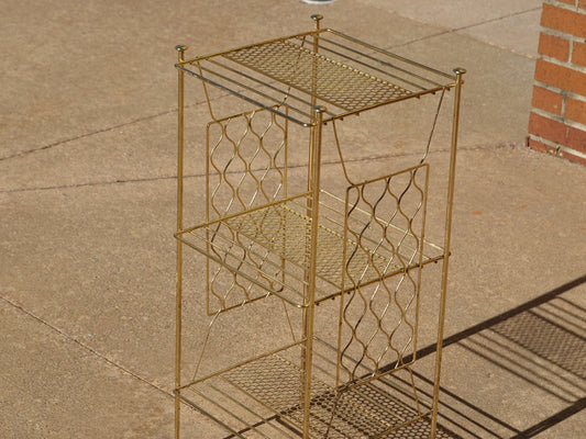 50s - 70s Metal Shelf - Plant Stand, Record Stand - Vintage MCM Atomic Metal Storage Rack