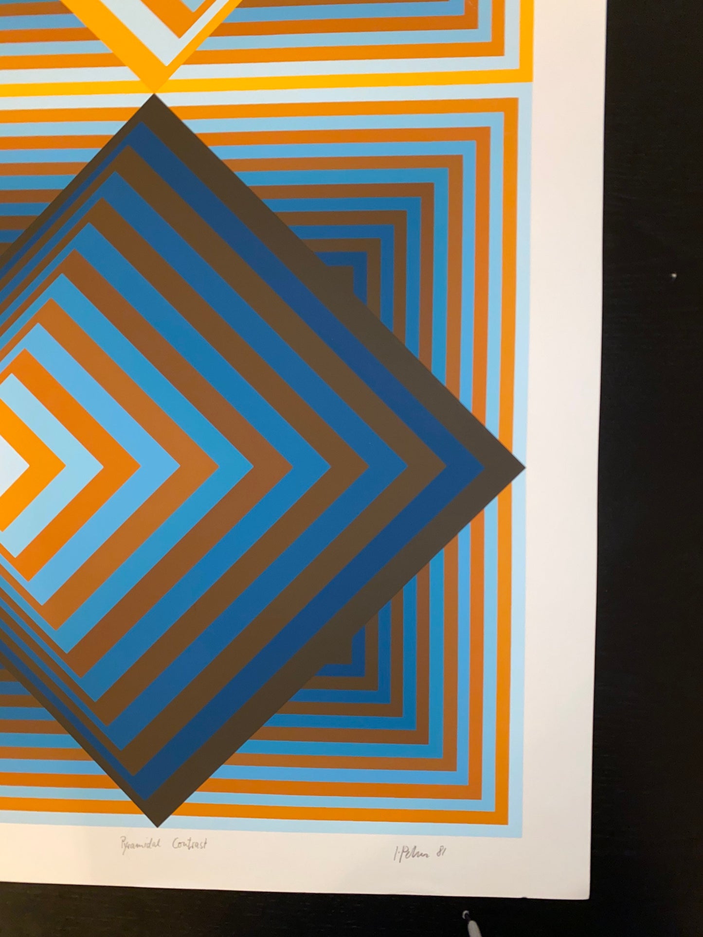 Jurgen Peters Op Art Serigraph Pyramidal Contrast 1981