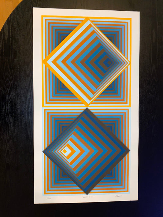 Jurgen Peters Op Art Serigraph Pyramidal Contrast 1981