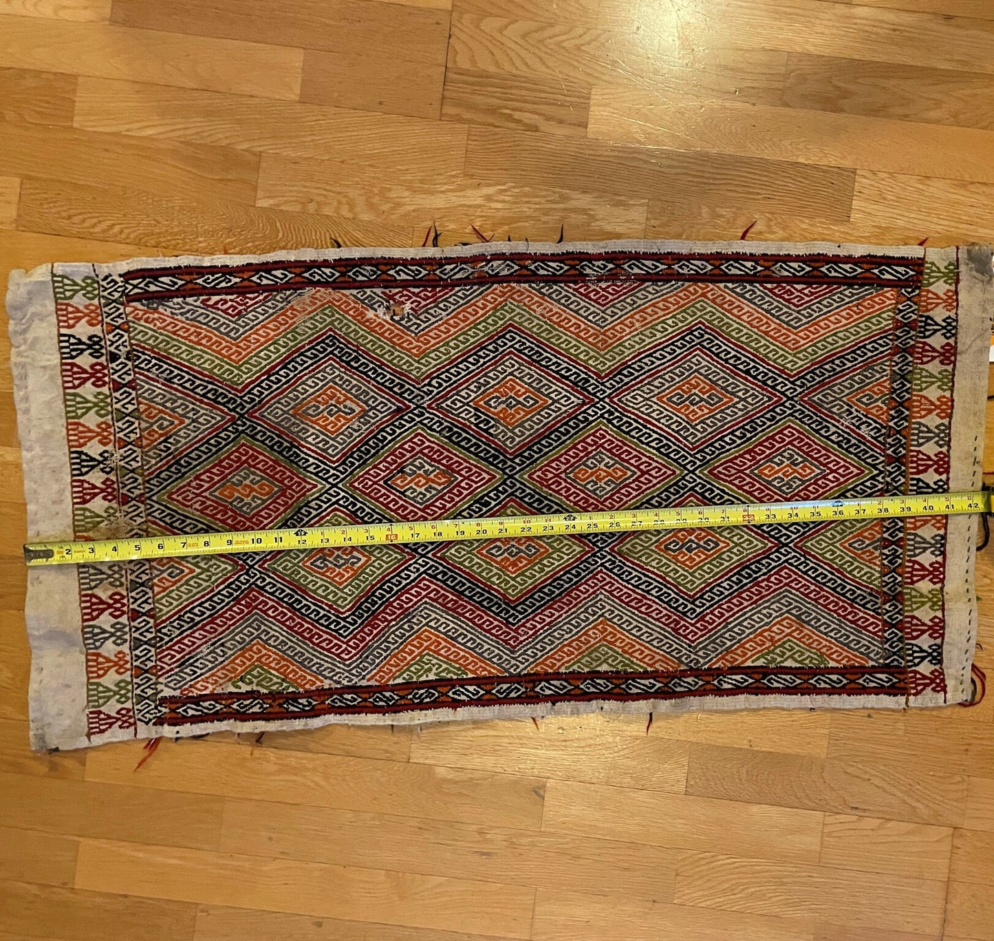 Hand-Knotted Caucasian Soumak Rug, 1910s - Flat Weave - Wall Hanging - Antique - Collector's Piece