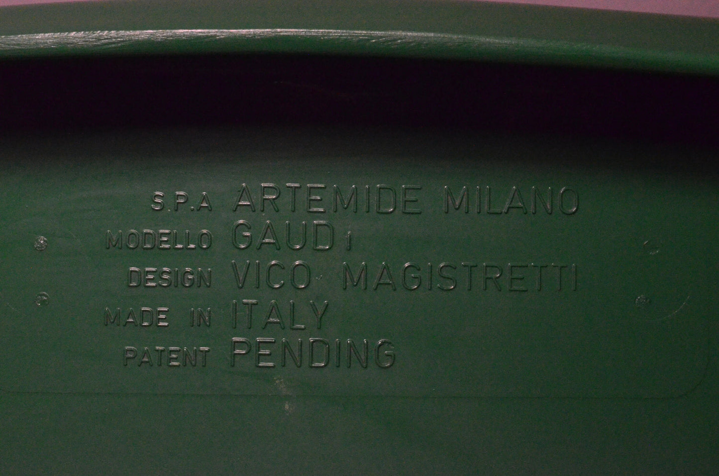 RESERVED - Vico Magistretti for Artemide "Gaudi" Lounge Chair - c.1970 - Green with vinyl leather cushion