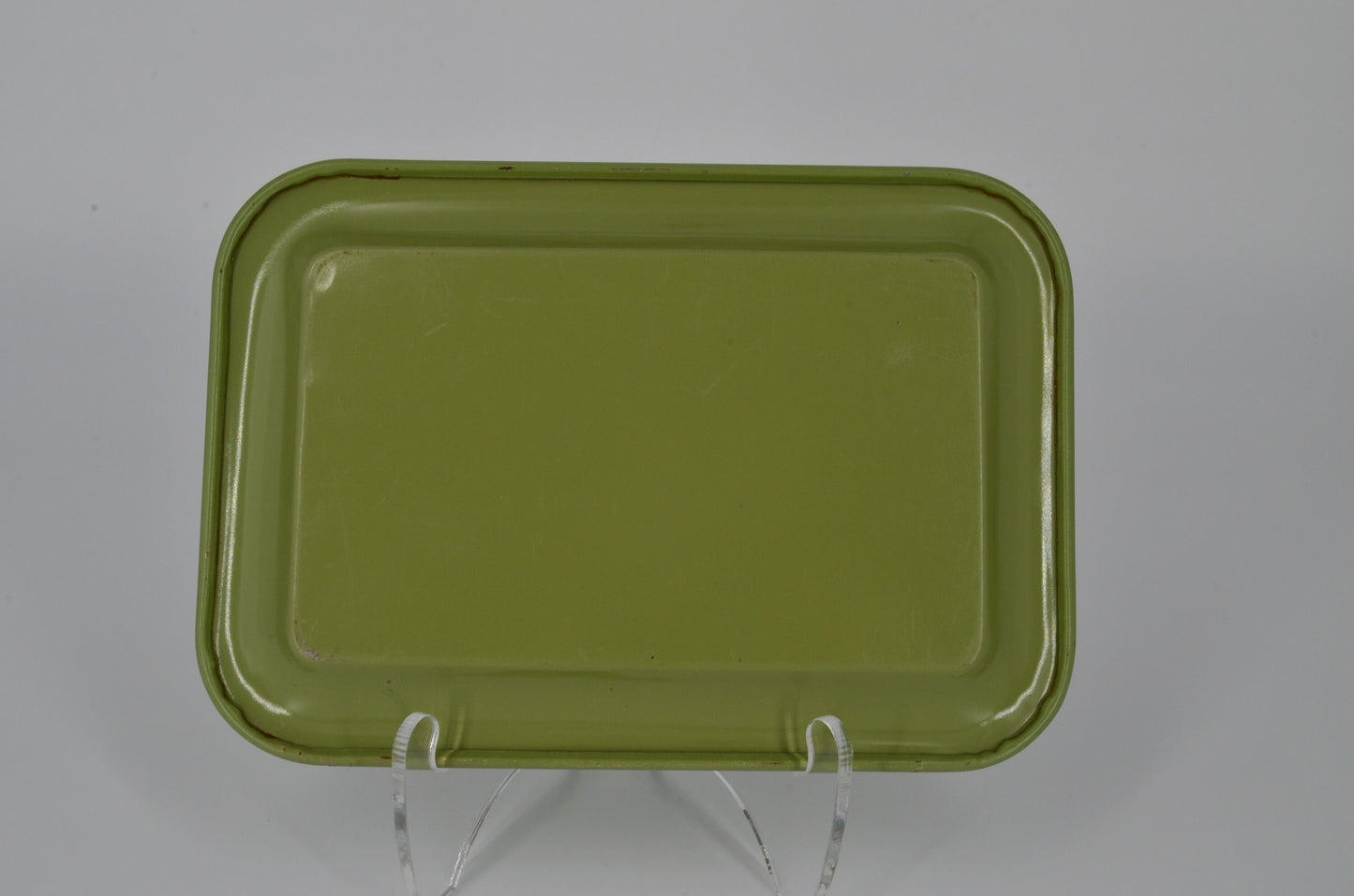 Vintage Green Floral Metal Tray - Mid Century Modern - Vanity Tray, Rolling Tray
