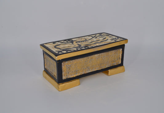 Heidi Schoop Ceramic Lidded Box - Handmade 1940s 1950s - Vanity Box - Small Box - Dragon