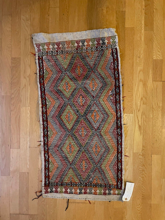 Hand-Knotted Caucasian Soumak Rug, 1910s - Flat Weave - Wall Hanging - Antique - Collector's Piece