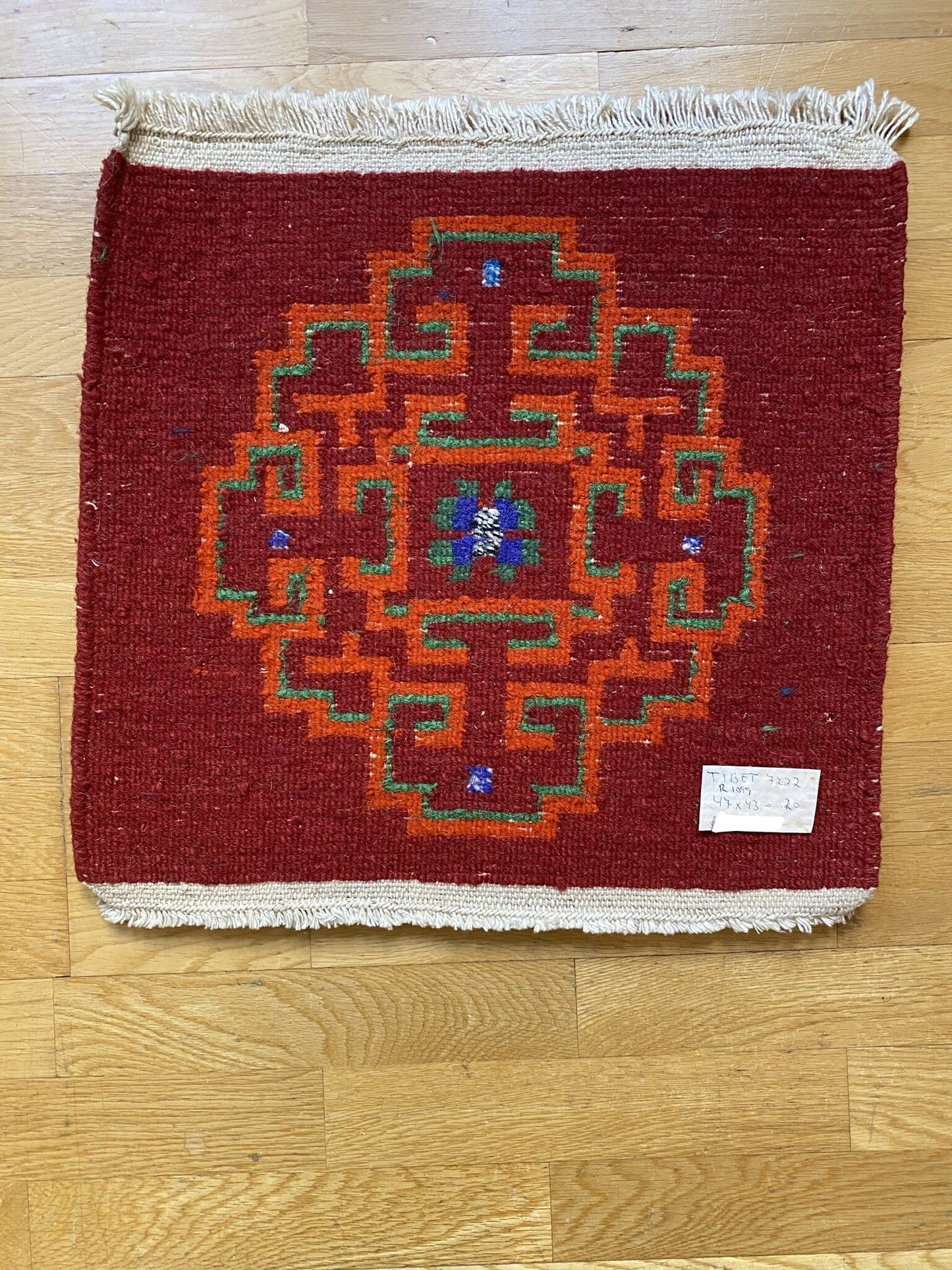 Hand-Knotted Tibetan Wool Mat - Meditation Mat - Accent Rug