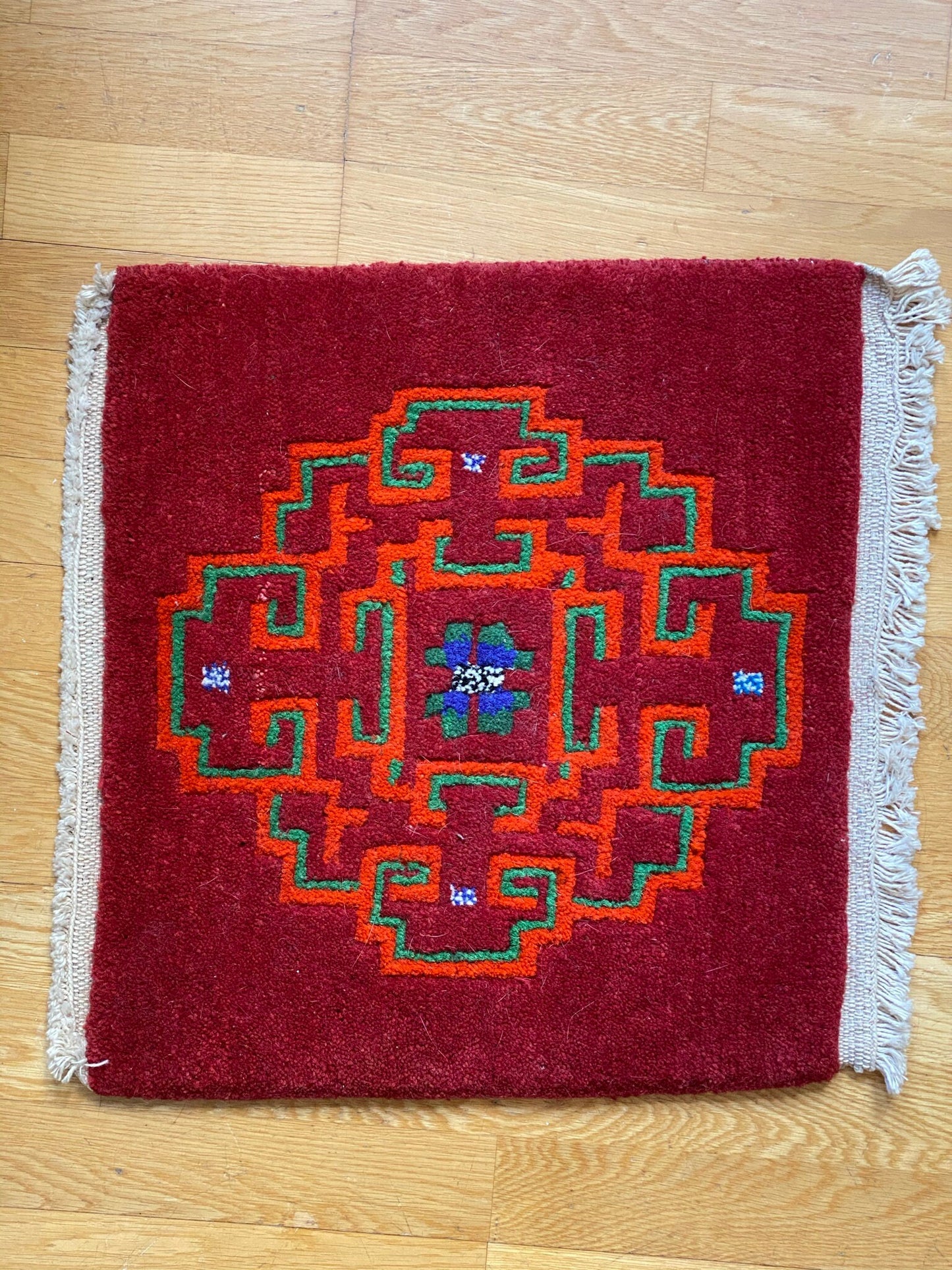 Hand-Knotted Tibetan Wool Mat - Meditation Mat - Accent Rug