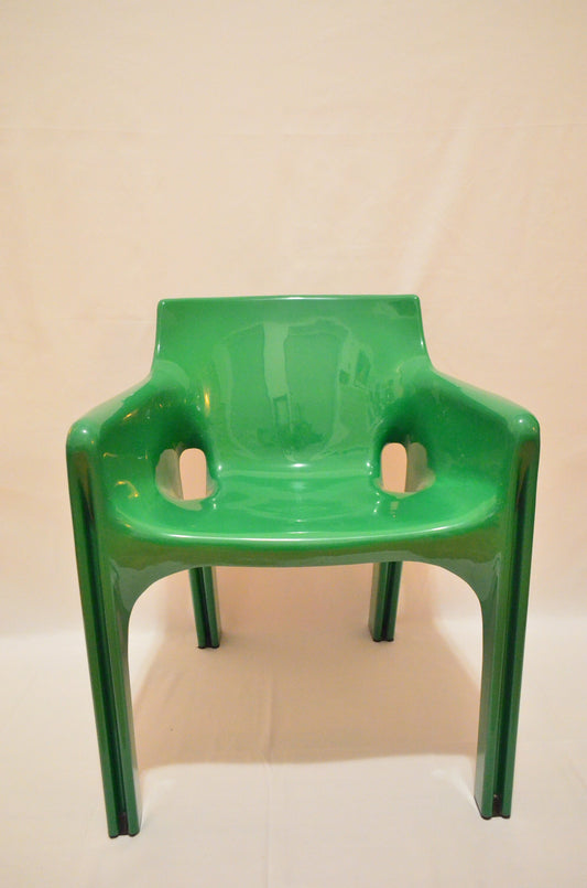 RESERVED - Vico Magistretti for Artemide "Gaudi" Lounge Chair - c.1970 - Green with vinyl leather cushion