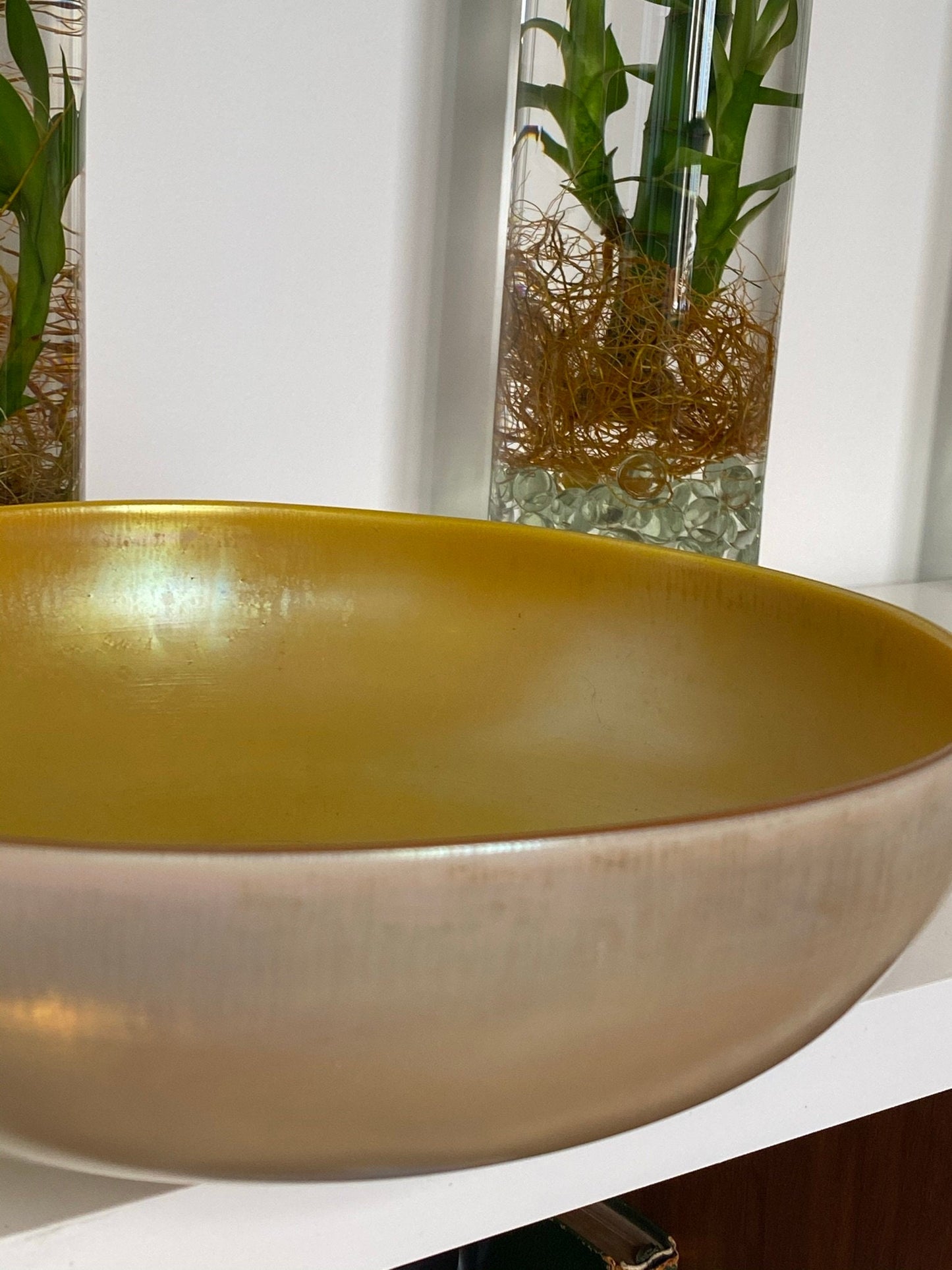 Steuben - Gold Aurene Calcite Art Glass - Iridescent Centerpiece Bowl - 1910s, 1920s