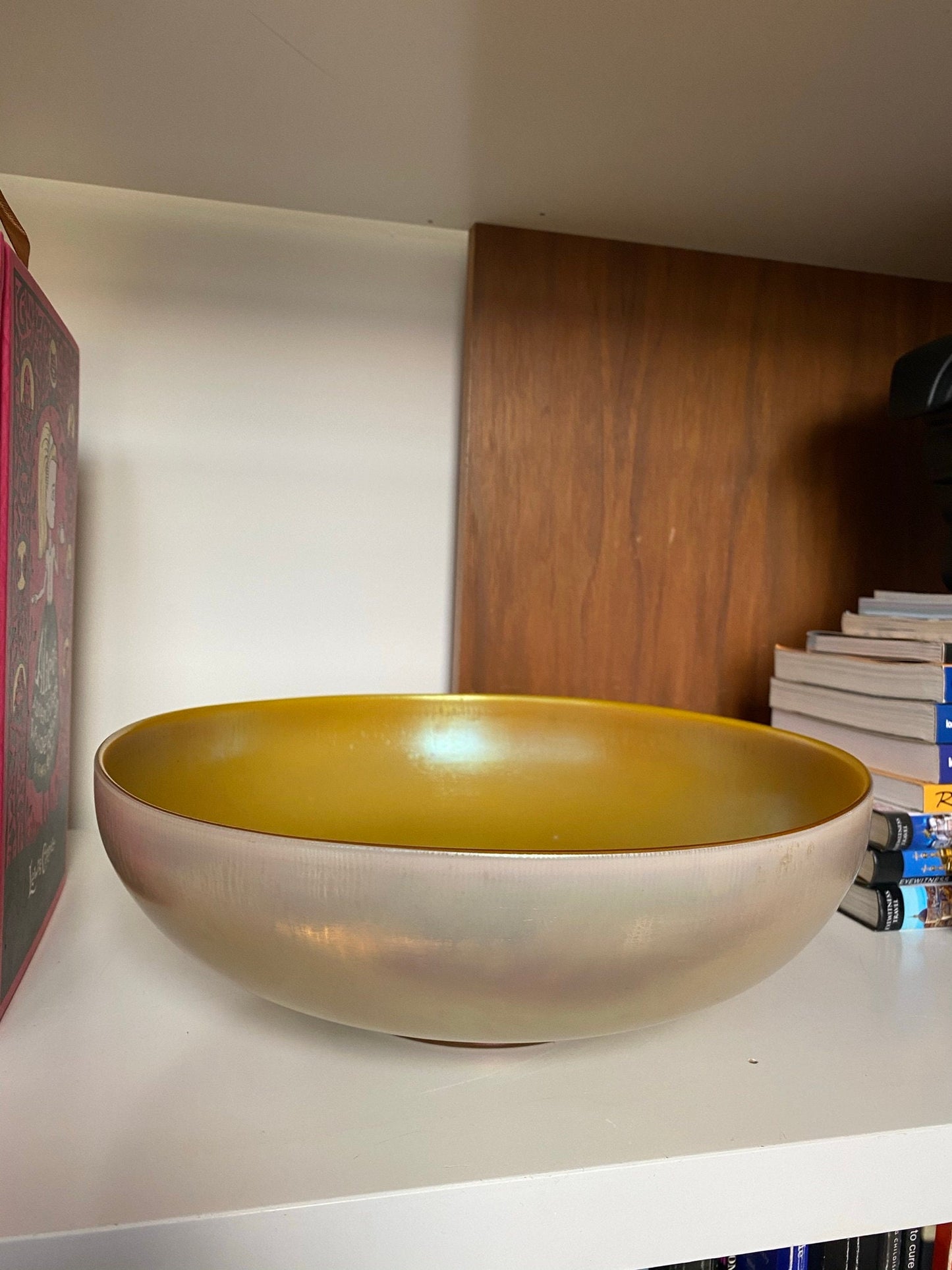Steuben - Gold Aurene Calcite Art Glass - Iridescent Centerpiece Bowl - 1910s, 1920s