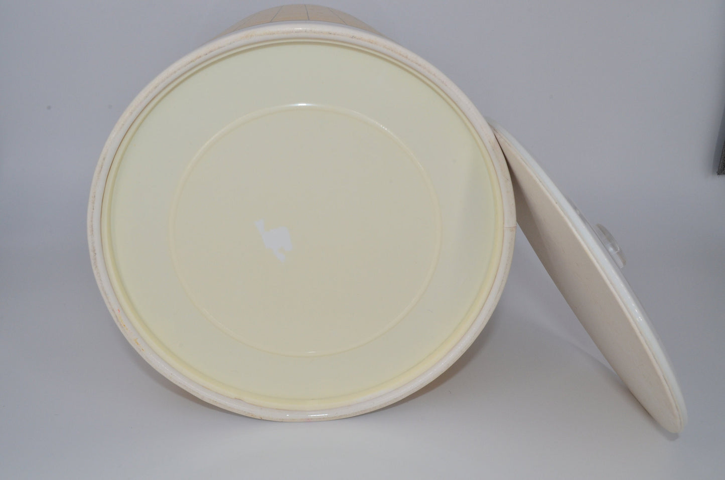 70's Ice Bucket - Acrylic Handle - Yellow Gold Paint Checkered on White Vinyl - Insulated - Signed
