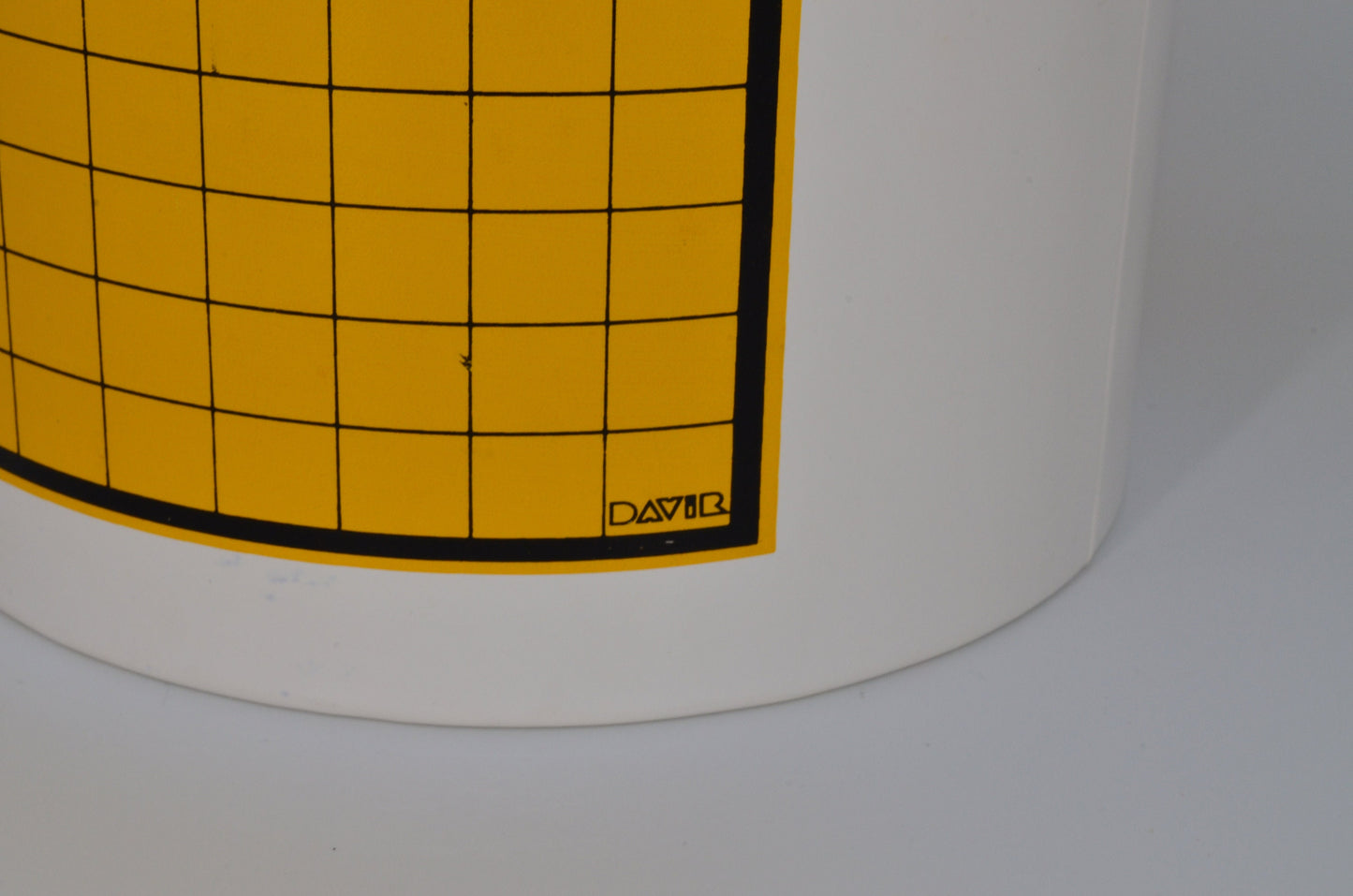 70's Ice Bucket - Acrylic Handle - Yellow Gold Paint Checkered on White Vinyl - Insulated - Signed