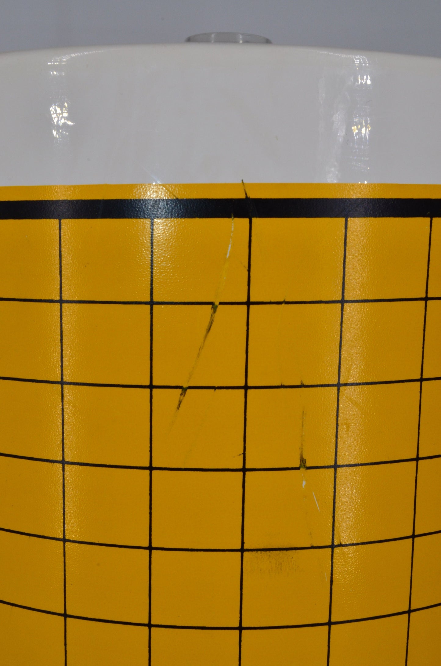 70's Ice Bucket - Acrylic Handle - Yellow Gold Paint Checkered on White Vinyl - Insulated - Signed