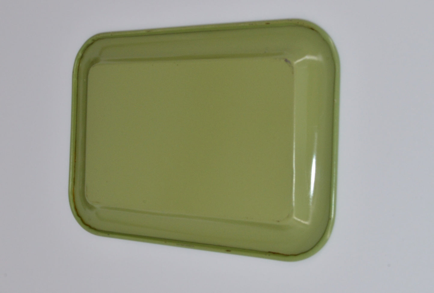 Vintage Green Floral Metal Tray - Mid Century Modern - Vanity Tray, Rolling Tray