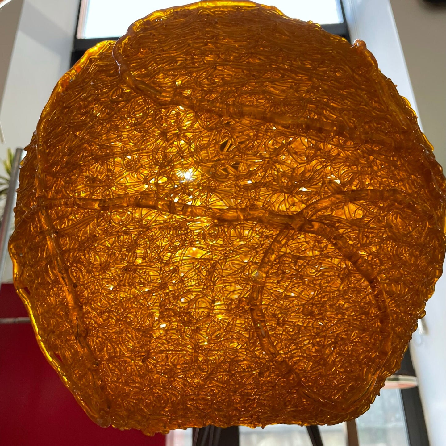 Orange Spaghetti Acrylic Swag Lamp 1970s