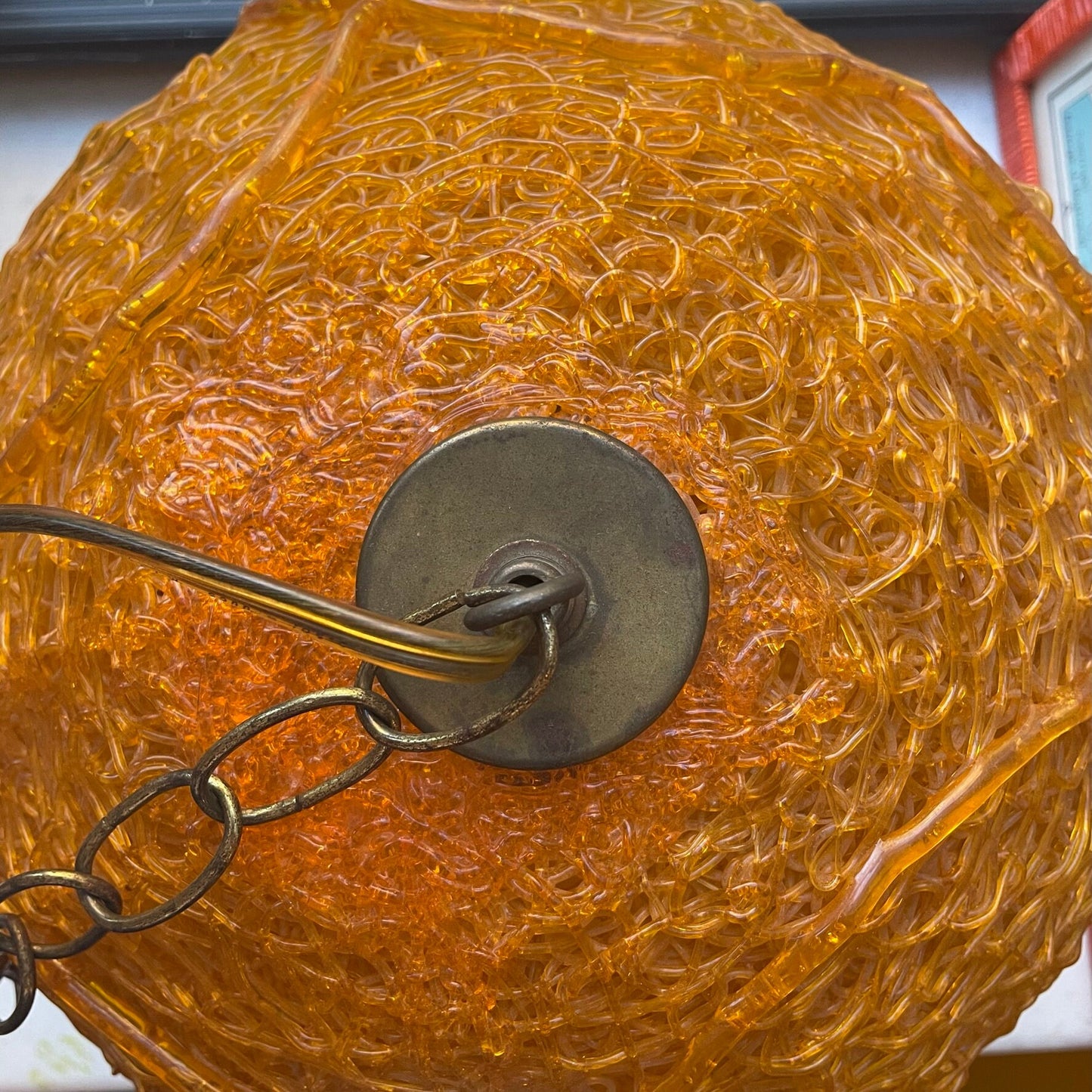 Orange Spaghetti Acrylic Swag Lamp 1970s