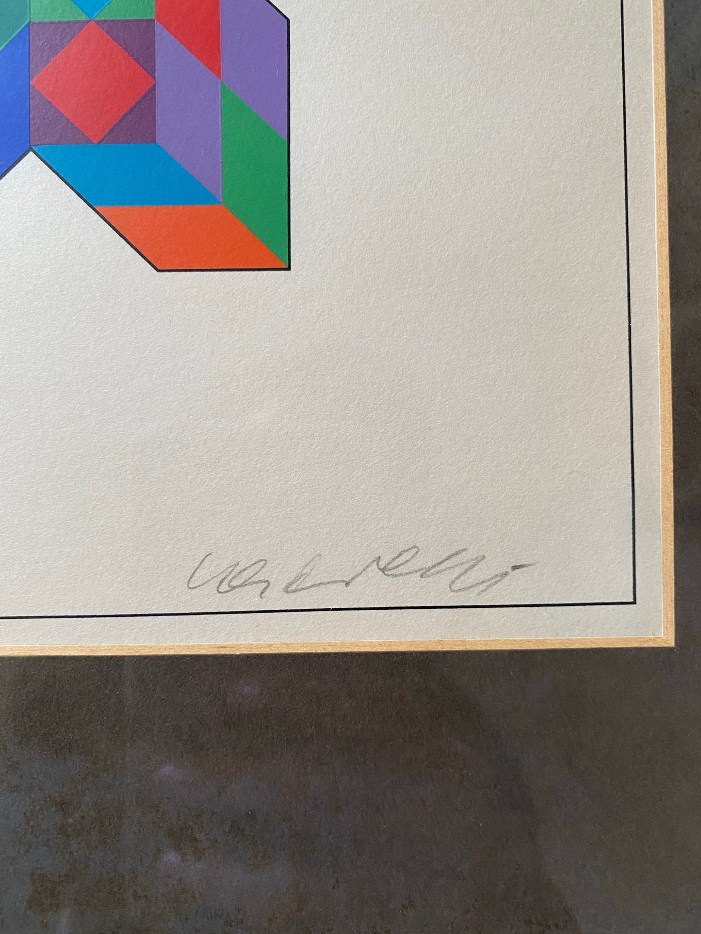 Victor Vasarely Signed Framed Serigraph "Petite Composition" 1971 Op-Art