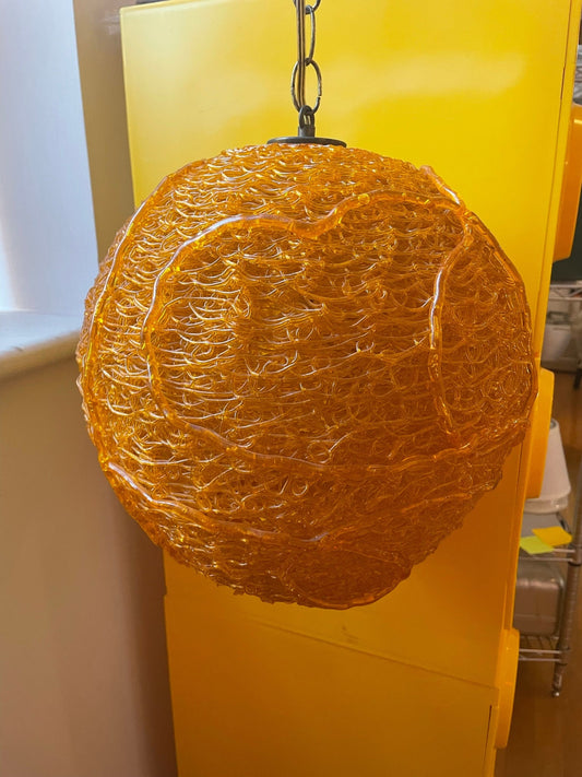 Orange Spaghetti Acrylic Swag Lamp 1970s