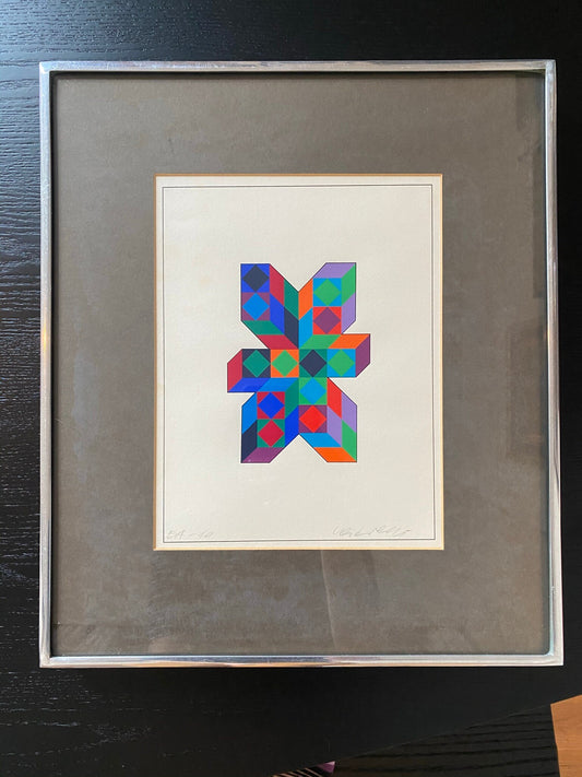 Victor Vasarely Signed Framed Serigraph "Petite Composition" 1971 Op-Art