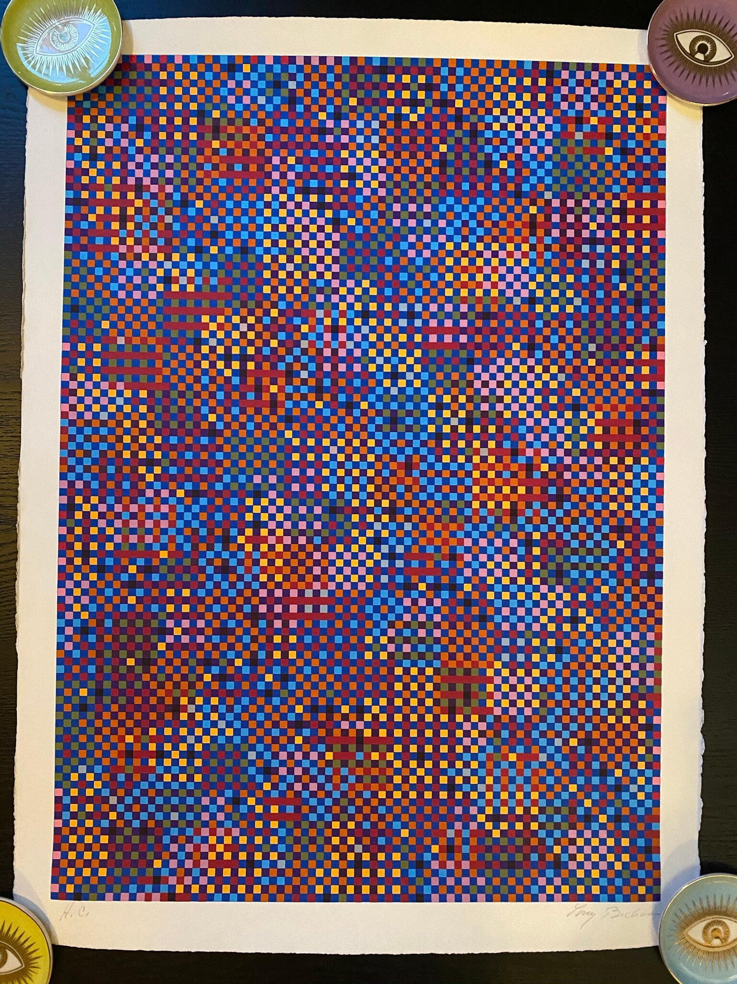 70's Serigraph Print - Tony Bechara "Cuernavaca" - Abstract Geometric Silkscreen - 1979 Op Art