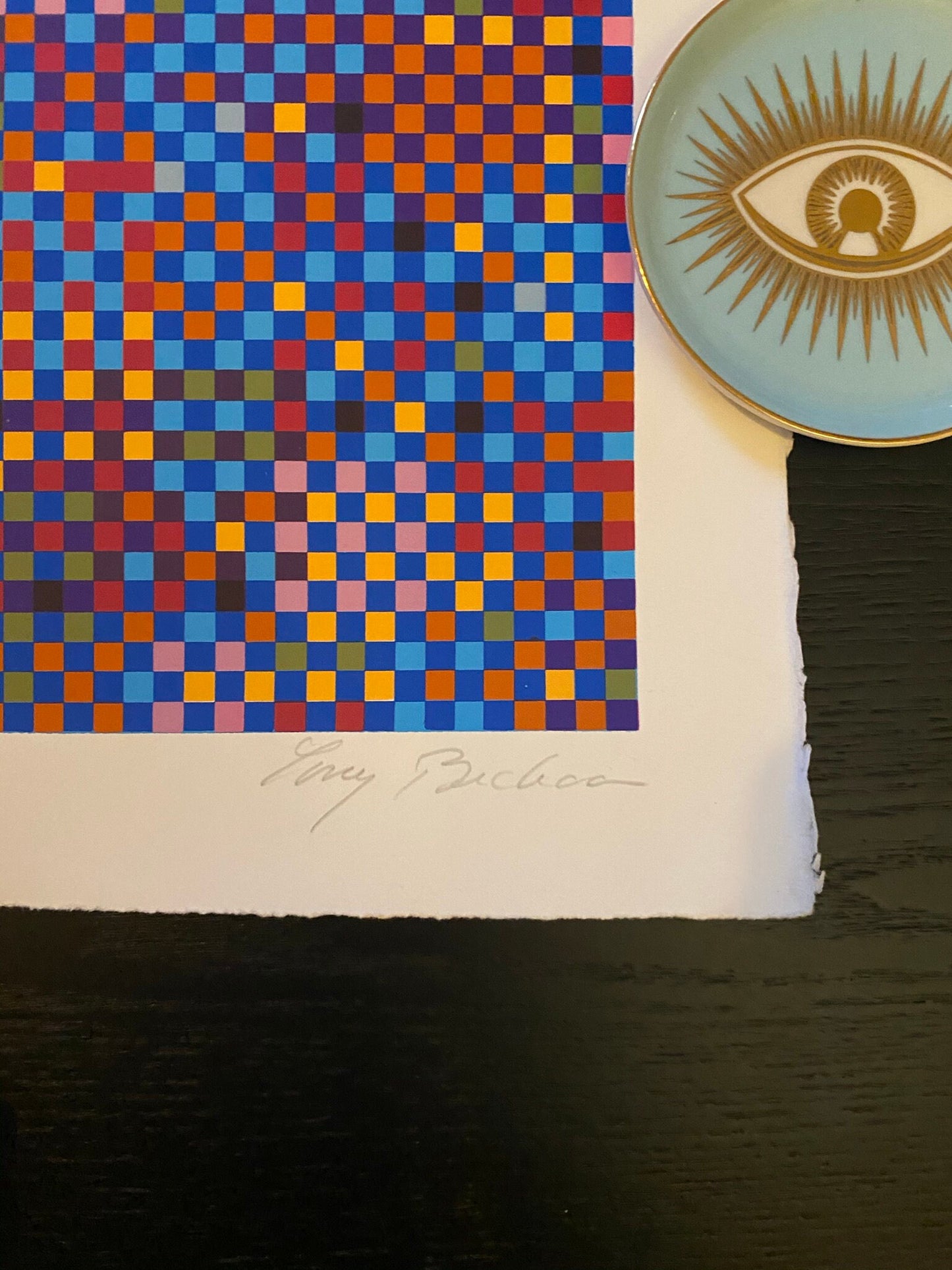 70's Serigraph Print - Tony Bechara "Cuernavaca" - Abstract Geometric Silkscreen - 1979 Op Art