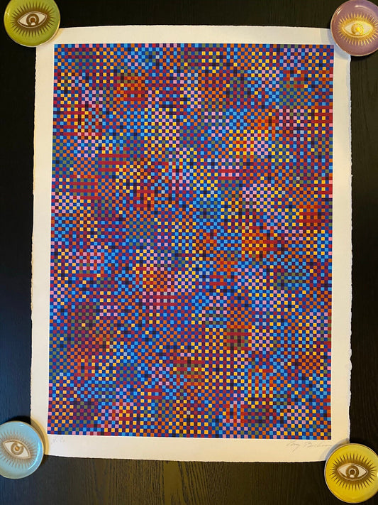 70's Serigraph Print - Tony Bechara "Cuernavaca" - Abstract Geometric Silkscreen - 1979 Op Art