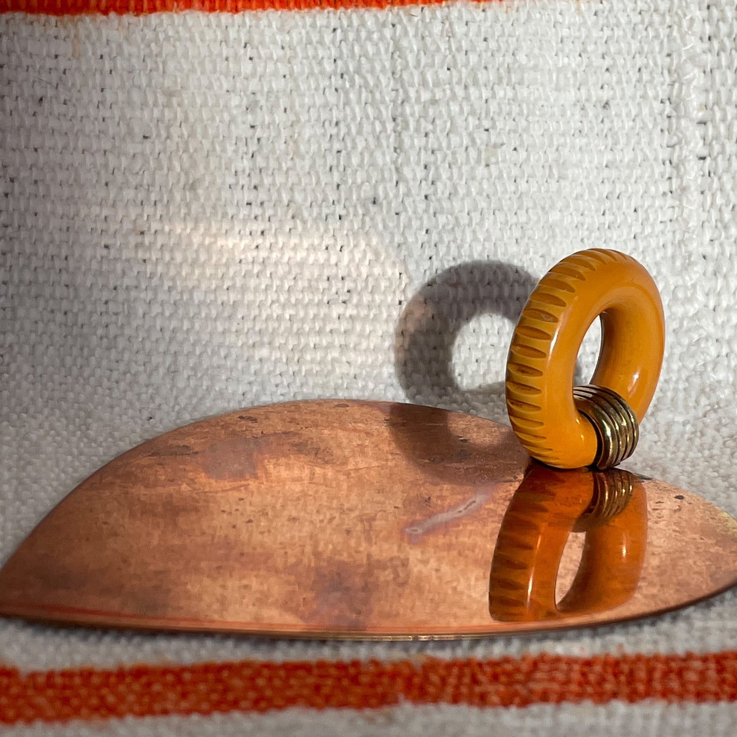 Chase Brass & Copper Co - Heart Shaped Tray - Bakelite Handle