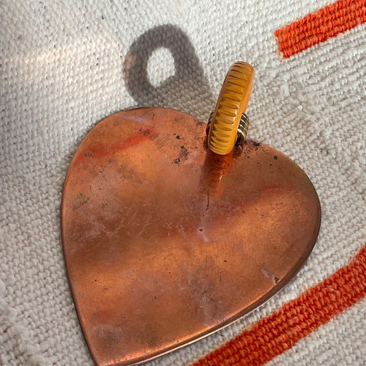 Chase Brass & Copper Co - Heart Shaped Tray - Bakelite Handle
