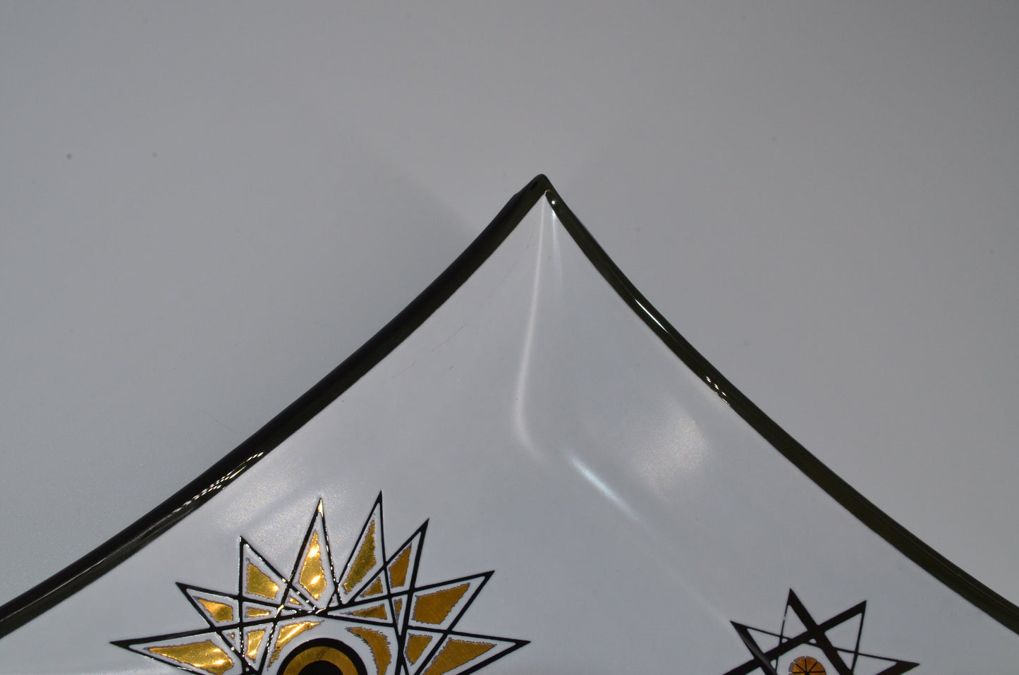 60's Atomic Starburst Midcentury Glass Tray - Semi-Transparent - Gilded Dish