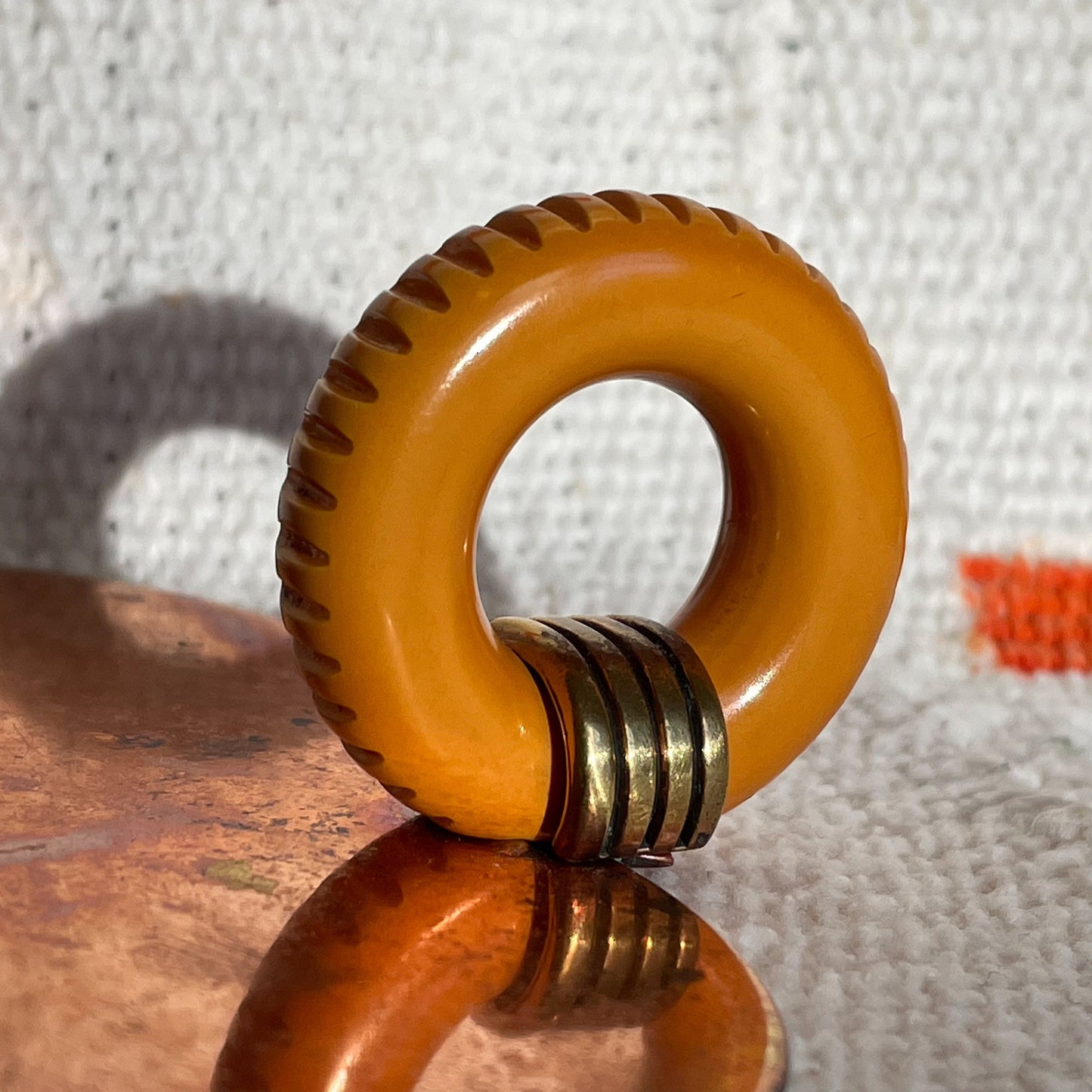 Chase Brass & Copper Co - Heart Shaped Tray - Bakelite Handle