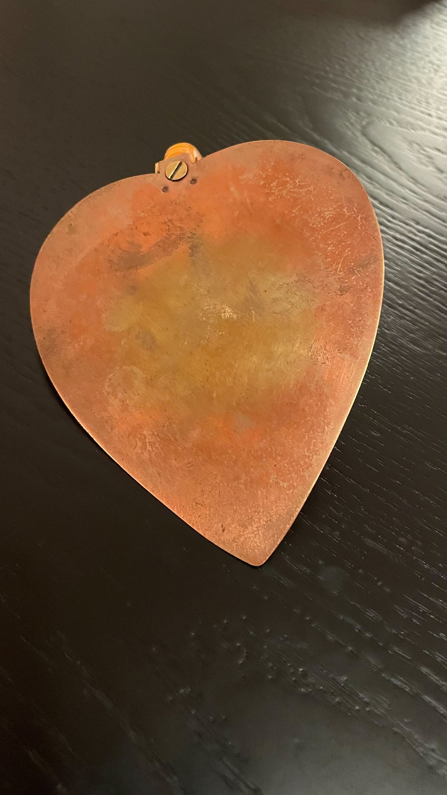Chase Brass & Copper Co - Heart Shaped Tray - Bakelite Handle
